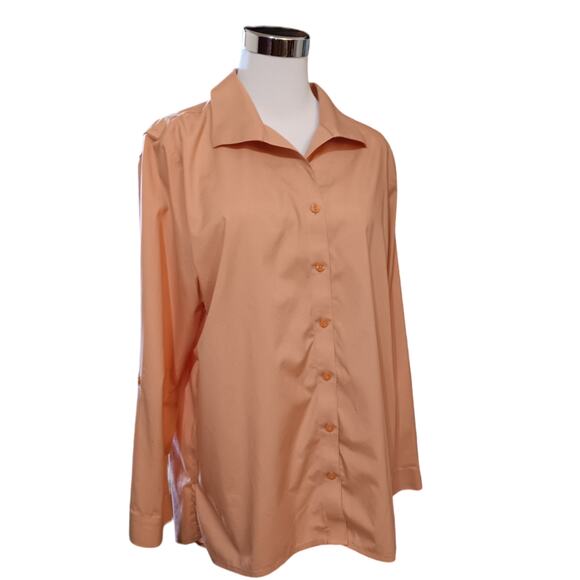 CHICO'S 3 No Iron Shirt Blouse Top Career Casual Professional 16 XL Peach Orange - Picture 1 of 8
